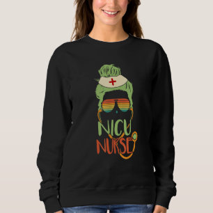 Sudadera Nicu Enfermera Messy Bun Mujeres Gafas Retro Sunse