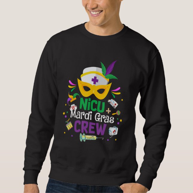 Sudadera Nicu Mardi Gras Nurse Crew Family Group Nursing Lo (Anverso)