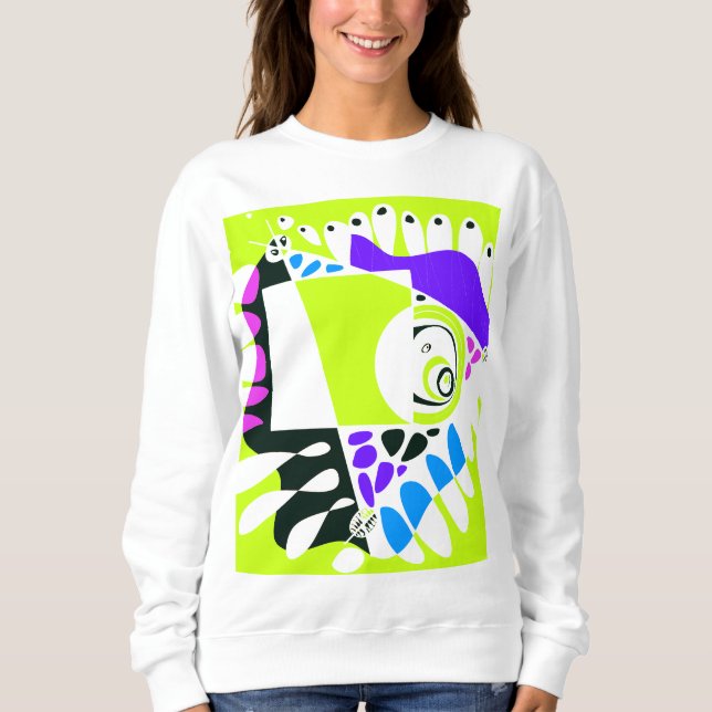 Sudadera Nido de pájaro - Camiseta blanca animada (Anverso)