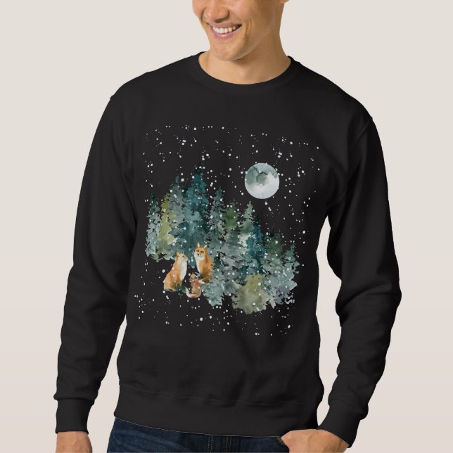 Sudadera Nieve de la luna llena del bosque de la familia Fo (Anverso)