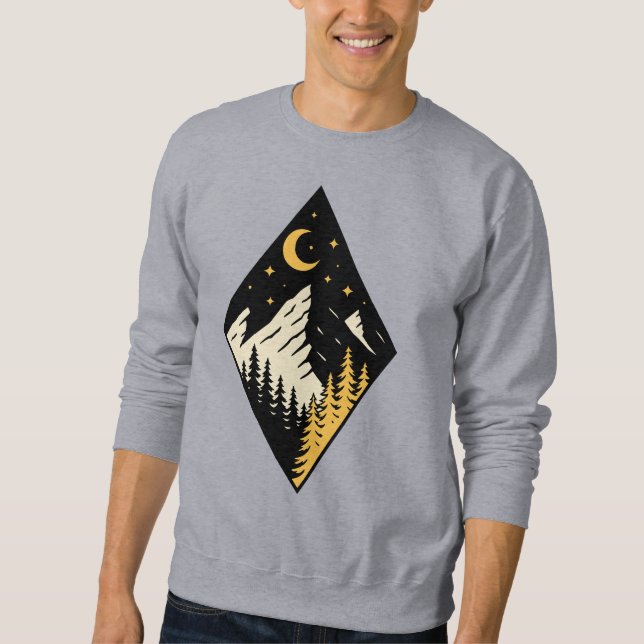 Sudadera Night Mountain Pine Trees Art (Anverso)