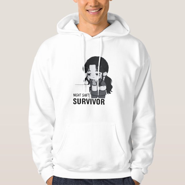 Sudadera Night Shift Survivor Relatable Chibi Nurse Illustr (Anverso)