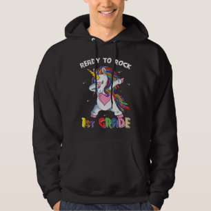 Sudadera Niña de 1er grado unicornio lista para rockear el