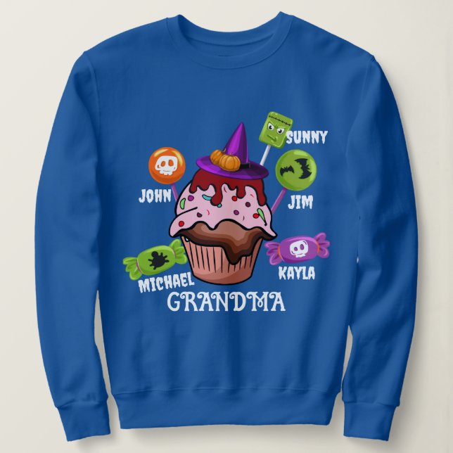 Sudadera Niña personalizado nombra a abuela Nana Halloween  (Anverso del diseño)