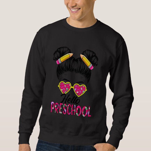 Sudadera Niñas Hola Preescolar Chongo Desordenado Niñas De  (Anverso)
