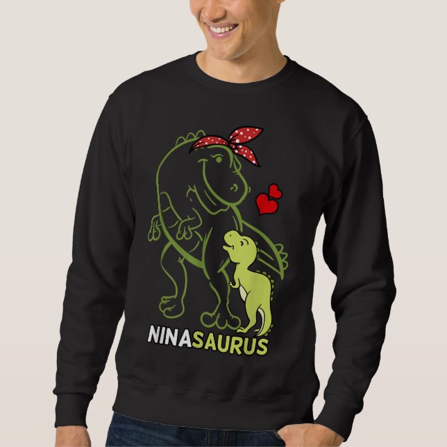 Sudadera Ninasaurus Nina Tyrannosaurus Dinosaur Madre (Anverso)