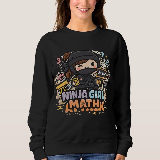 Sudadera Ninja Girl Math – Math Attack Mode | Diseño divert (Anverso)