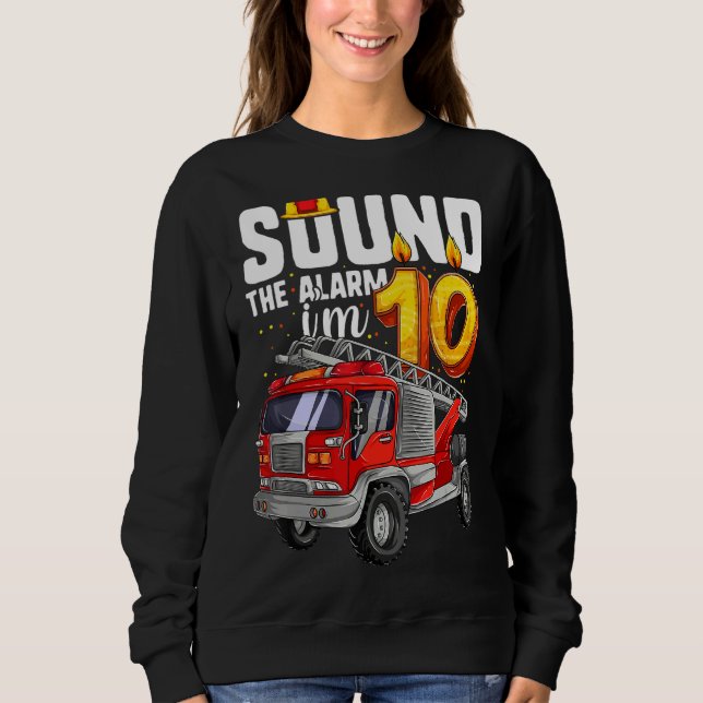 Sudadera Niño bombero de cumpleaños de 10 años (Anverso)