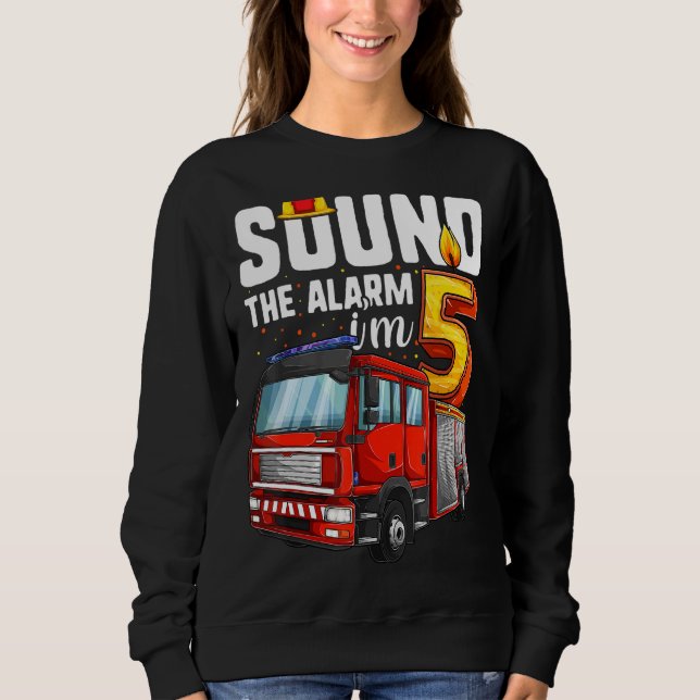 Sudadera Niño bombero de cumpleaños de 5 años (Anverso)