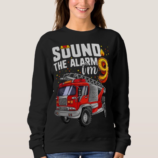 Sudadera Niño bombero de cumpleaños de 9 años (Anverso)