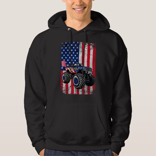 Sudadera Niño Monstruo Camión Niño Niños Bandera Americana  (Anverso)