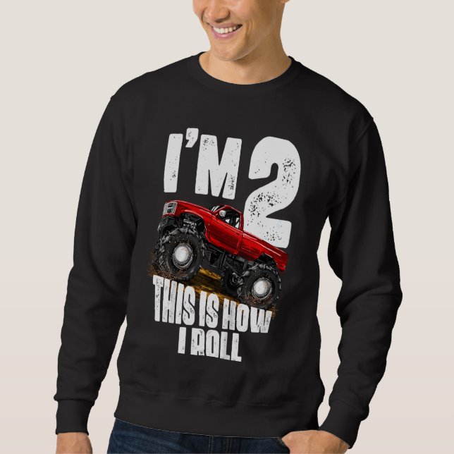 Sudadera Niños 2.º cumpleaños Monstruo de camionetas de beb (Anverso)