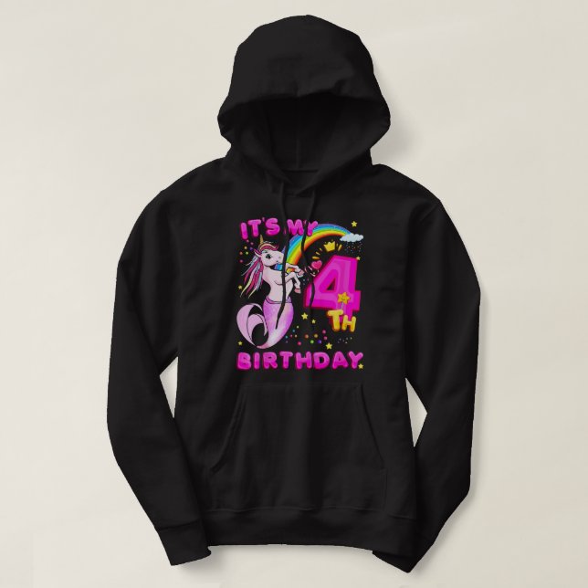 Sudadera Niños 4 cumpleaños Unicornio Mermicorn Sirvienta P (Diseño del anverso)