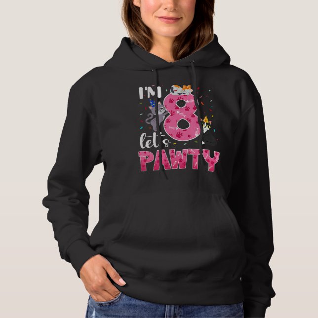 Sudadera Niños 8º Chica de Cumpleaños Recta Cabina de Gato  (Anverso)