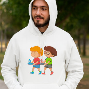 Sudadera Niños adorables que llevan bandejas de comida
