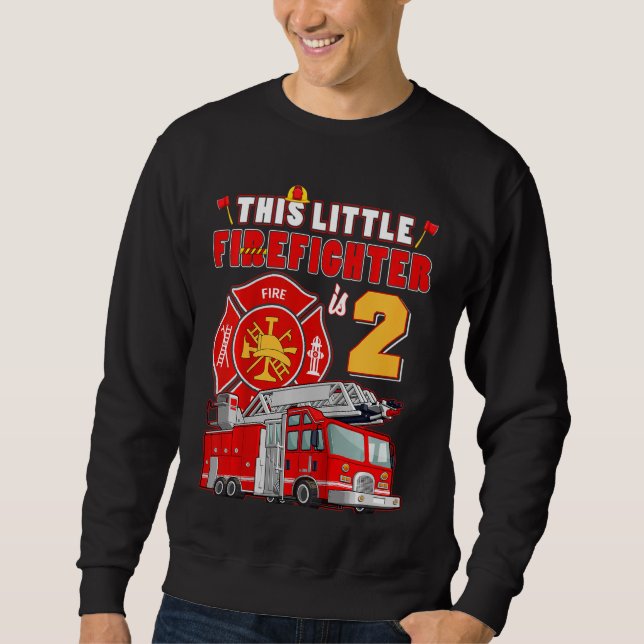Sudadera Niños bomberos de 2 años Fiesta de cumpleaños Tr (Anverso)