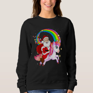 Sudadera Niños Chicas de Navidad de Santa Riding Unicornio