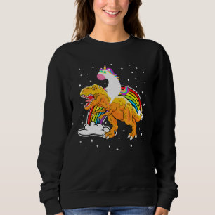 Sudadera Niños Chicas de Unicornio viajando en rex dinosaur