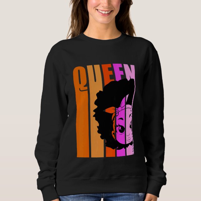 Sudadera Niños Chicas negros Reina retro rosado de pelo ros (Anverso)