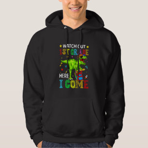 Sudadera Niños Cuidado 1er Grado Aquí Vengo Espalda De Dino