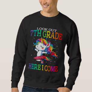 Sudadera Niños Cuidado 7º Grado Aquí Vengo Unicornio