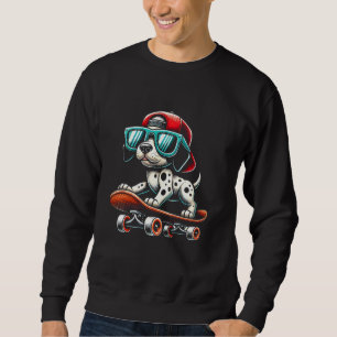 Sudadera Niños Dálmata En Un Monopatín Skater Chicos 1