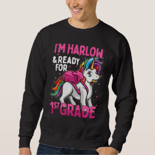 Sudadera Niños de primer grado Unicorn Estoy Harlow y listo