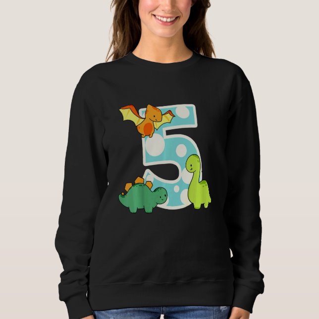 Sudadera Niños Dino 5 Niños de cumpleaños Dinosaurio de 5 a (Anverso)