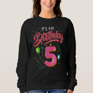 Sudadera Niños dulces donut es mi quinto cumpleaños 5 años