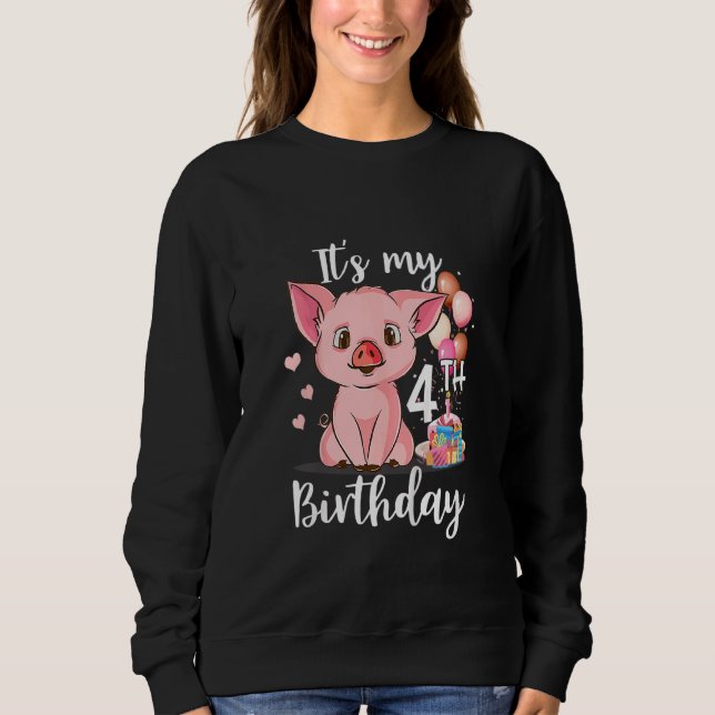 Sudadera Niños es mi cuarto cumpleaños, cerdos para Chica (Anverso)