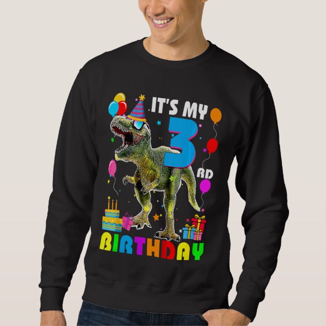 Sudadera Niños es mi tercer cumpleaños feliz 3 años Rex 2 (Anverso)