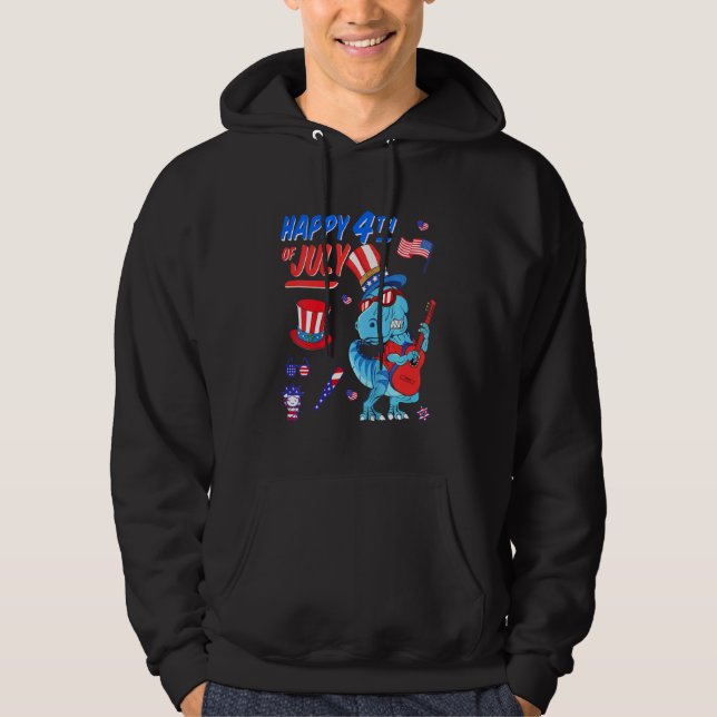Sudadera Niños Felices 4 De Julio T-Rex Dino Dinosaurio Bab (Anverso)