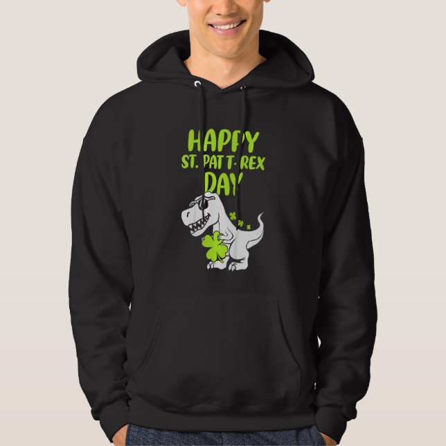 Sudadera Niños felices Día St Pat T Rex Dino Saurus St Patr (Anverso)