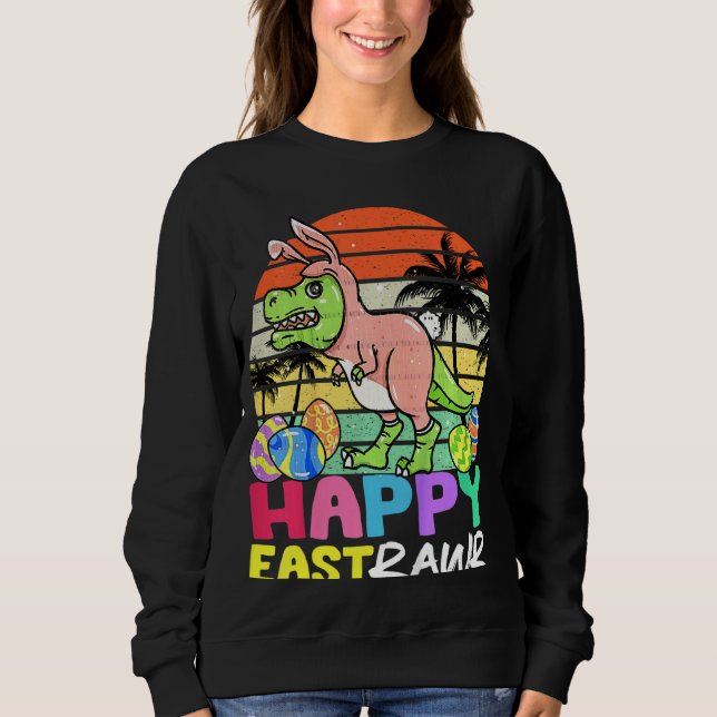 Sudadera Niños Felices Eastrawar T Rex Easter Bunny Dinosau (Anverso)