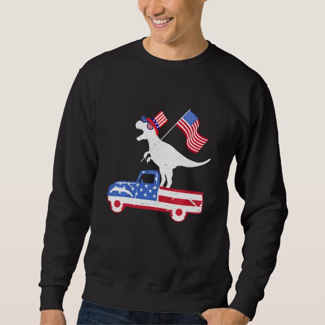 Sudadera Niños Feliz 4 De Julio Dino Trex Dinosaur Baby Tod (Anverso)