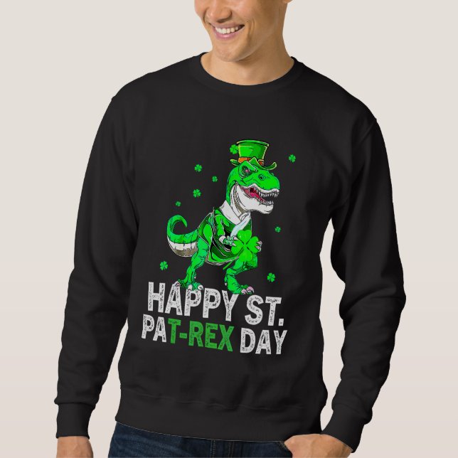 Sudadera Niños Feliz Día De St Pat Trex Dino St Patricks Pa (Anverso)