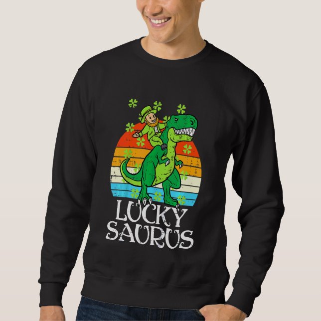 Sudadera Niños Leprechaun Trex Luckysaurus St Patricks Day  (Anverso)