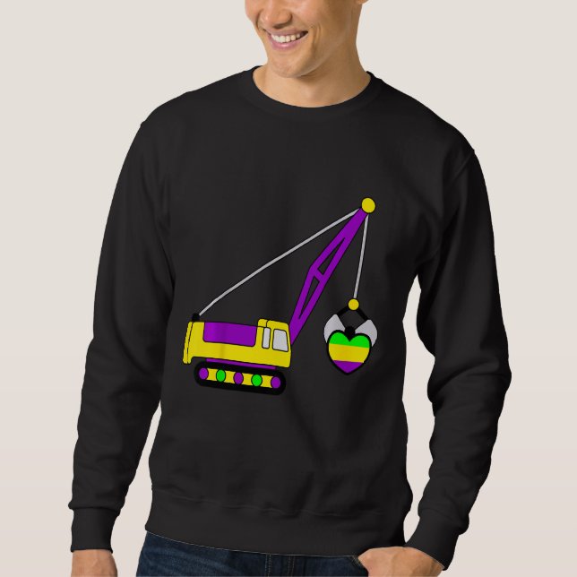 Sudadera Niños Mardi Gras Heart Crane Levantando Masqu (Anverso)