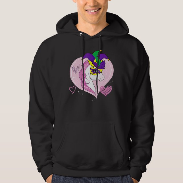 Sudadera Niños Mardi Gras Unicornio Cute Jester Carnival Ma (Anverso)