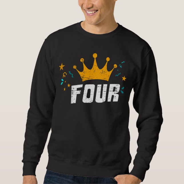 Sudadera Niños Mi cuarto cumpleaños con corona y yo tengo c (Anverso)