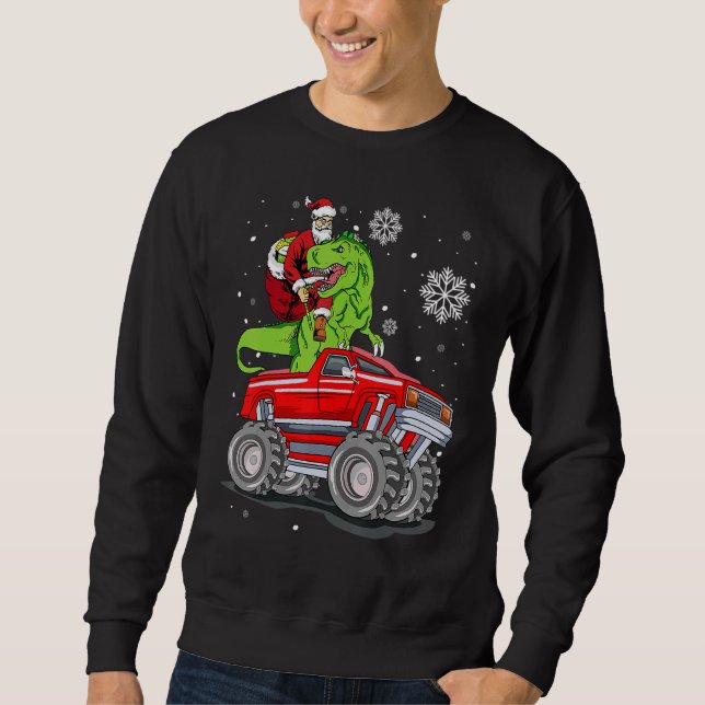Sudadera Niños Navidades de Santa Truck TRex Dinosaur Rex B (Anverso)