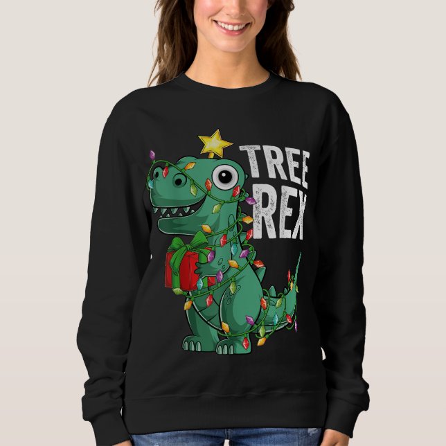 Sudadera Niños Navidades del árbol de los dinosaurios Rex P (Anverso)
