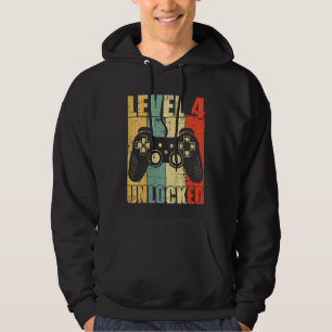 Sudadera Niños Nivel 4 Videojuego desbloqueado 4º cumpleaño