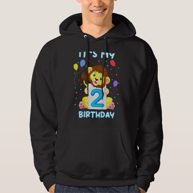 Sudadera Niños Pequeños Leones Segundo cumpleaños Mi cumple (Anverso)
