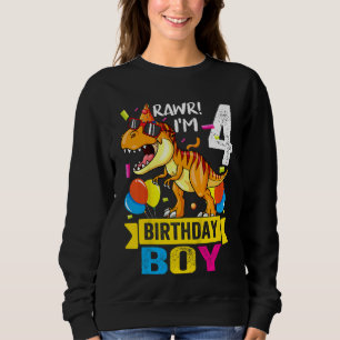 Sudadera Niños Rawr de 4 años Soy el niño de 4 años Dinosau