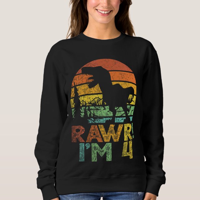 Sudadera Niños Rawr Im 4 Cuarto Cumpleaños Rex Niños De 4 A (Anverso)