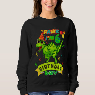 Sudadera Niños Rawr Soy el niño de sexto cumpleaños Dino Re