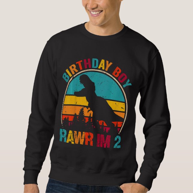 Sudadera Niños Rawr Tengo 2 Dinosaurios Rex Segundo Cumplea (Anverso)