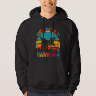 Sudadera Niños Rawr Tengo 4 Dinosaurios 4to cumpleaños Boy