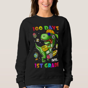 Sudadera Niños Rugiendo En 100 Días De Escuela Rex Dinosaur